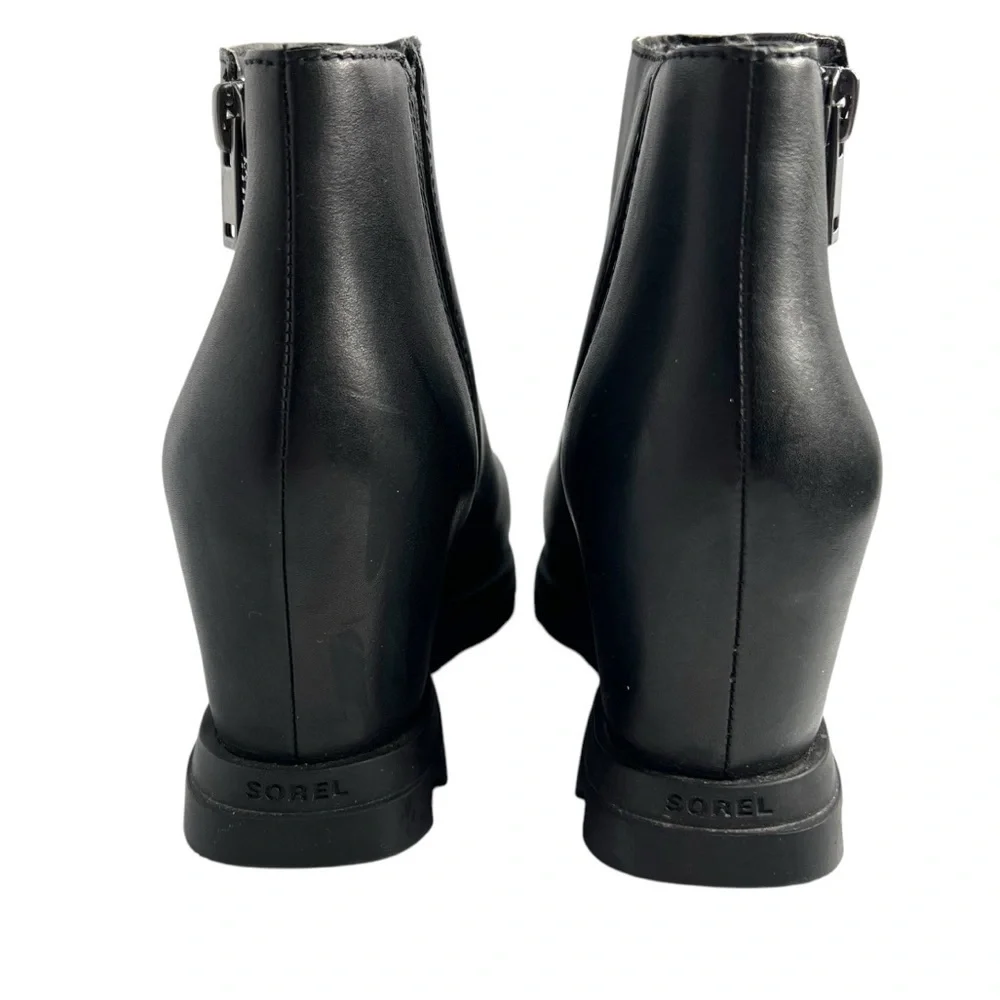 Sorel Joan of Arctic Wedge III Zip Leather Waterproof Boots Black Size 8.5 - Picture 12 of 16
